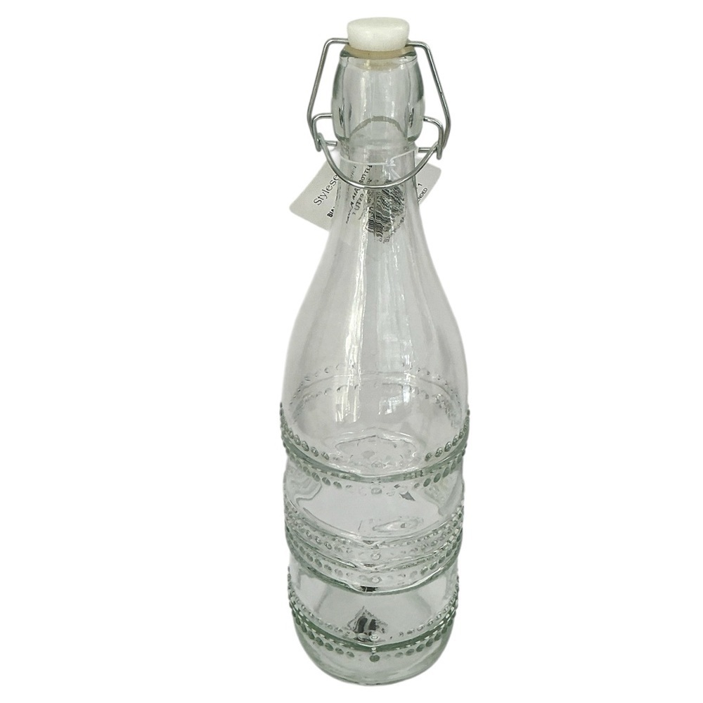 Stylesetter Clear Glass Beaded Dot Bottle with Swing Top Tight Seal Stopper - Picture 5 of 16